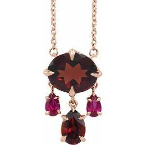 Le Velours de Biarritz, Garnet & Ruby Dangle Necklace