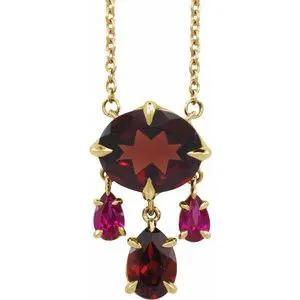Le Velours de Biarritz, Garnet & Ruby Dangle Necklace