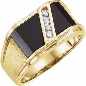 L'Ombre de Montmartre, Onyx & Diamond Geometric Ring