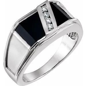 L'Ombre de Montmartre, Onyx & Diamond Geometric Ring