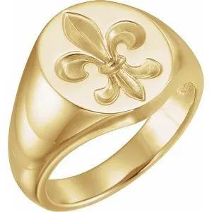 Lustre de Versailles, Gold Fleur-de-Lis Signet Ring