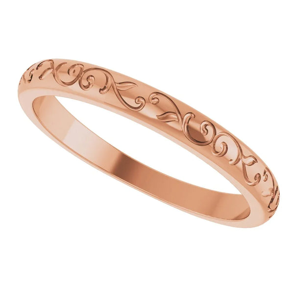 Murmure du Louvre, Rose Gold Scroll Stackable Ring
