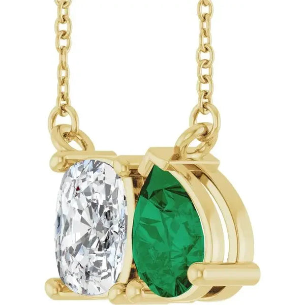 Lumière de Giverny, Diamond & Emerald Pendant Necklace