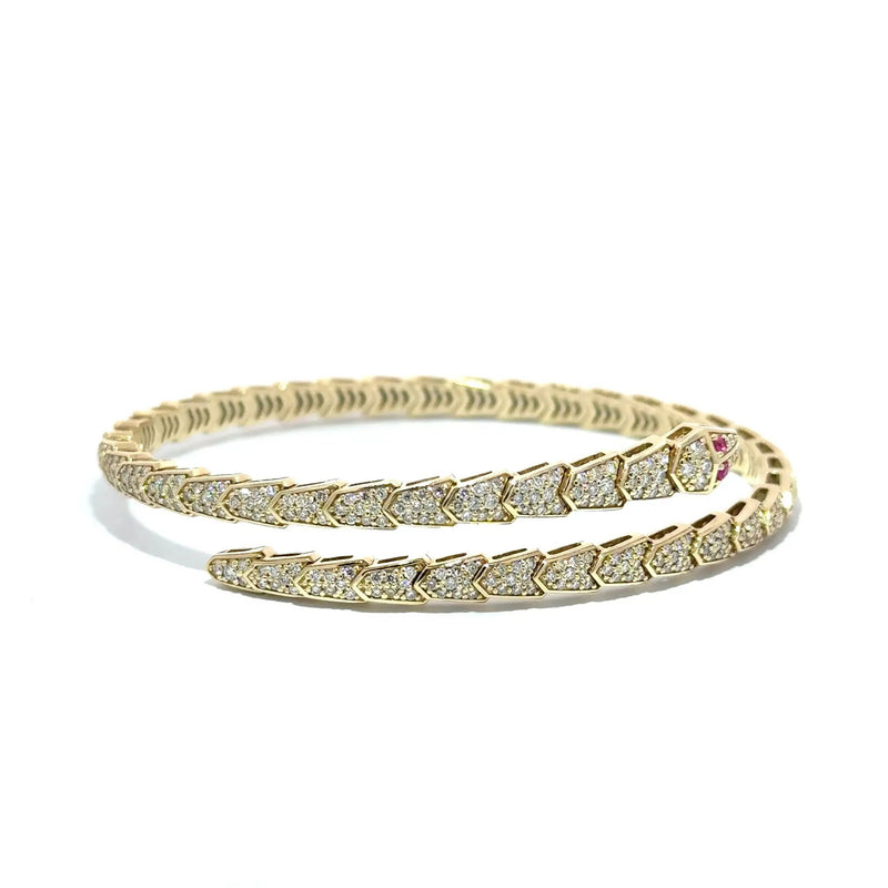 Le Serpent, 14K Yellow Gold & Diamonds Snake Bracelet