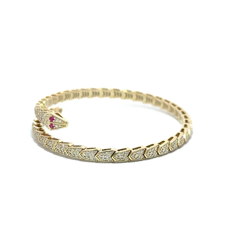 Le Serpent, 14K Yellow Gold & Diamonds Snake Bracelet