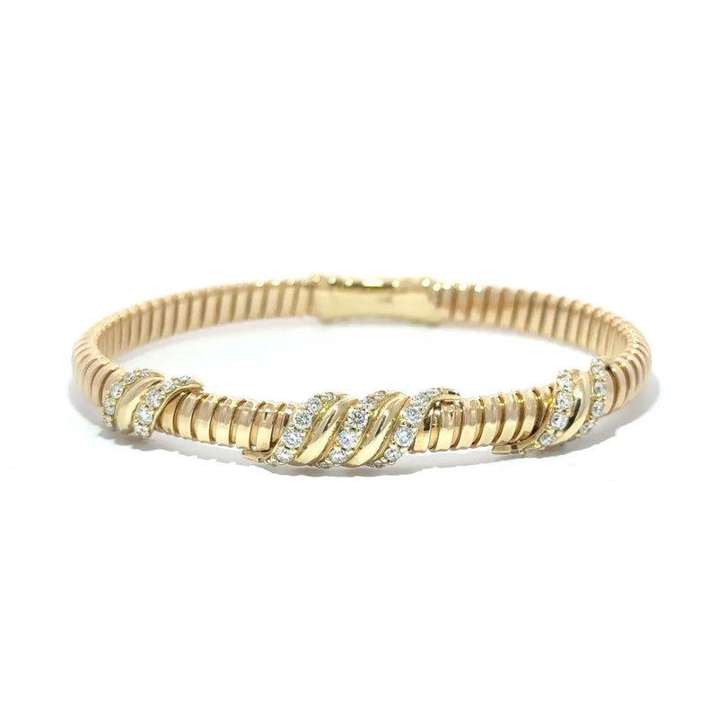 Les Liaisons, Diamond Accent Yellow Gold Bangle Bracelet