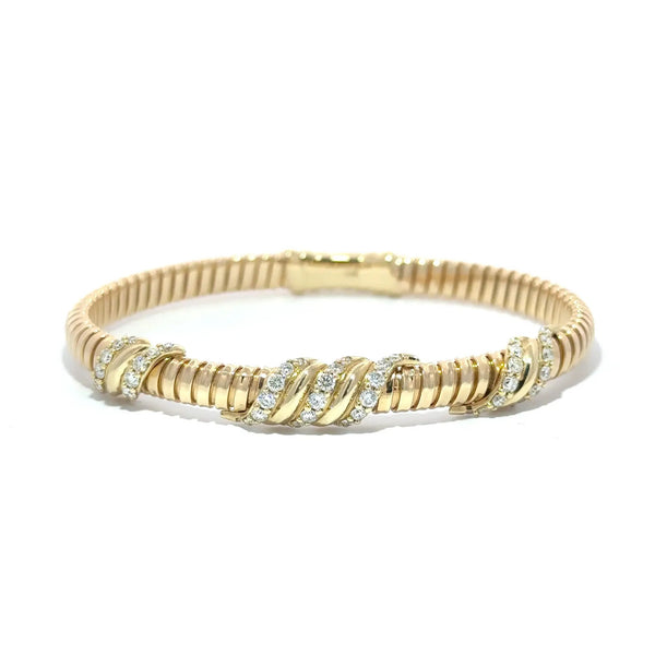 Les Liaisons, Diamond Accent Yellow Gold Bangle Bracelet
