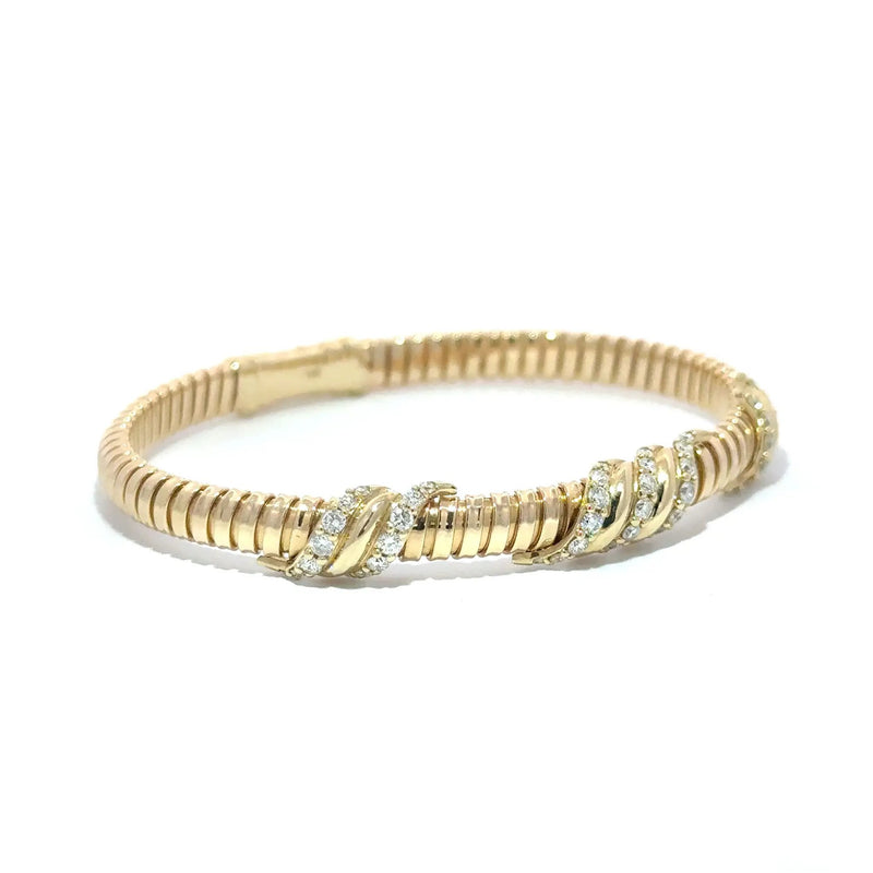Les Liaisons, Diamond Accent Yellow Gold Bangle Bracelet