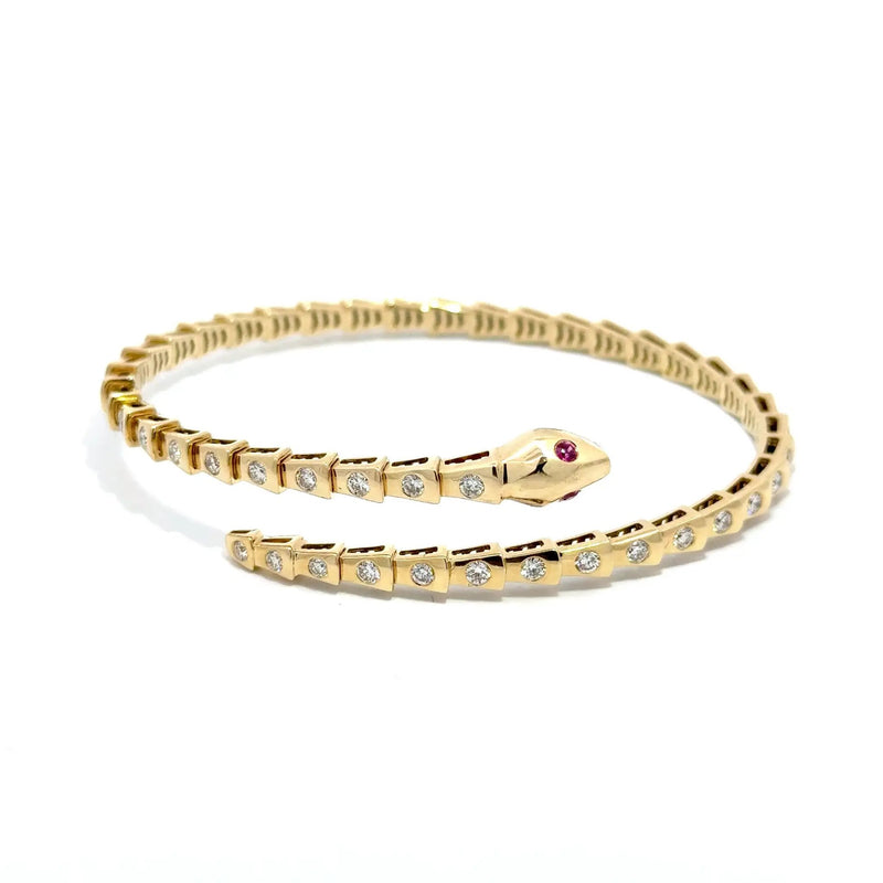 Le Beau Serpent, 14K Yellow Gold & Diamonds Snake Bangle