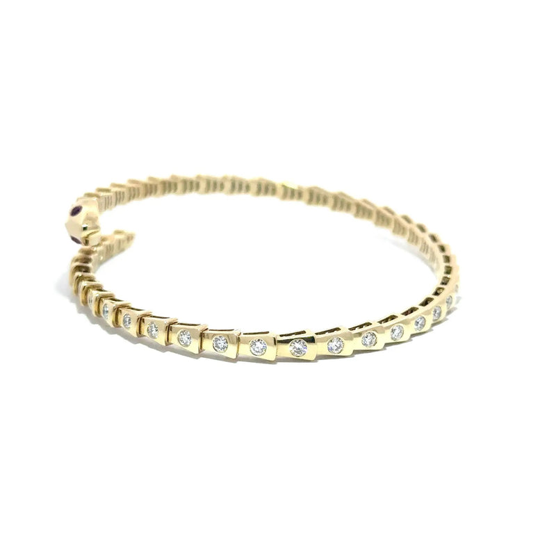 Le Beau Serpent, 14K Yellow Gold & Diamonds Snake Bangle