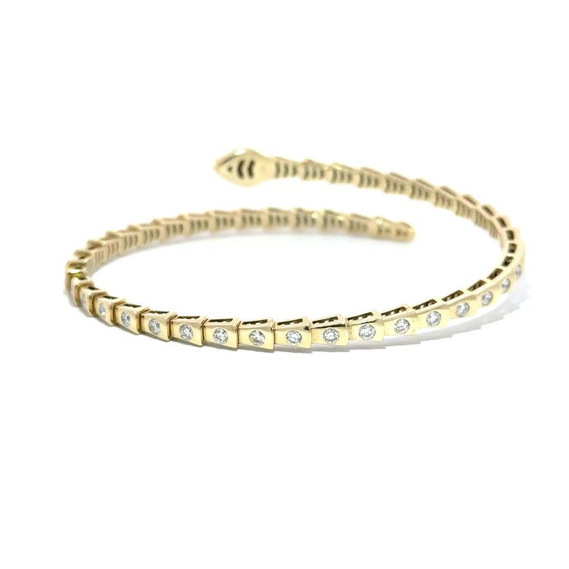 Le Beau Serpent, 14K Yellow Gold & Diamonds Snake Bangle