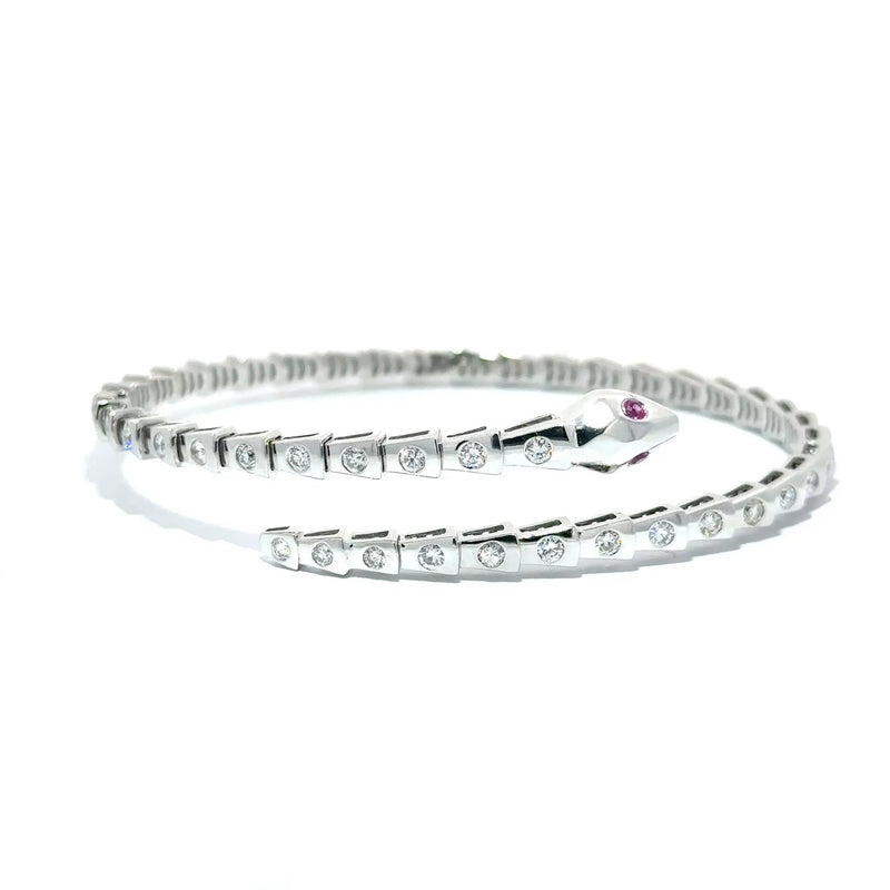 Le Beau Serpent, 14K White Gold & Diamonds Snake Bangle