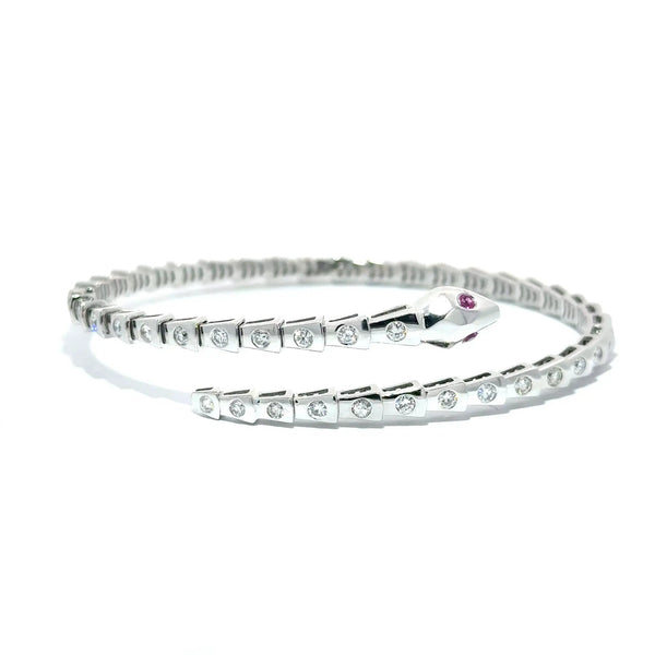 Le Beau Serpent, 14K White Gold & Diamonds Snake Bangle