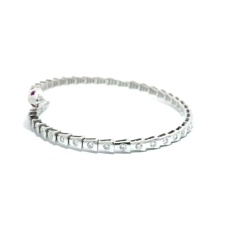 Le Beau Serpent, 14K White Gold & Diamonds Snake Bangle