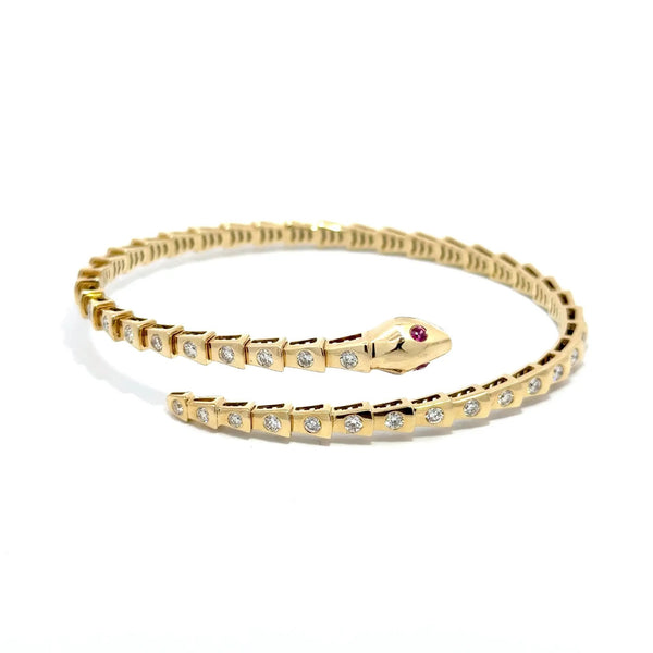 Le Beau Serpent, 14K Yellow Gold & Diamonds Snake Bangle