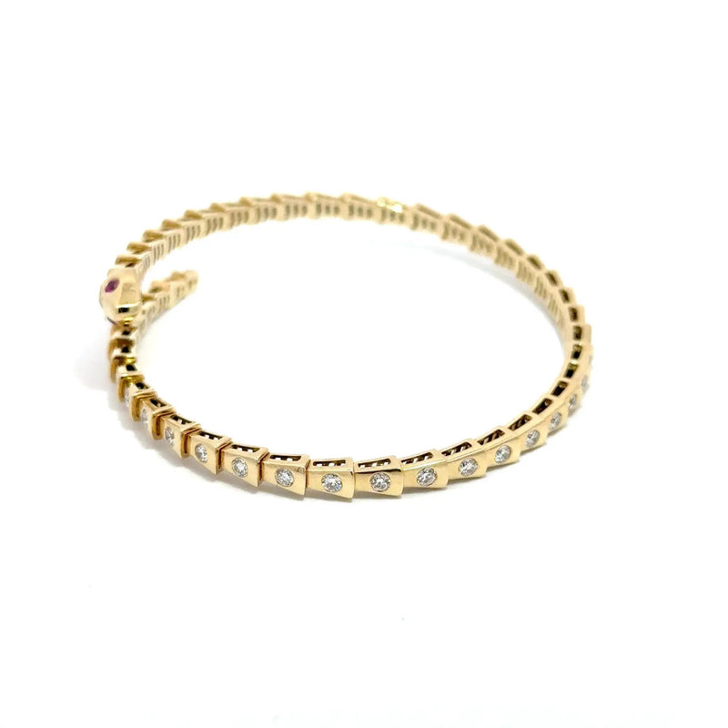 Le Beau Serpent, 14K Yellow Gold & Diamonds Snake Bangle