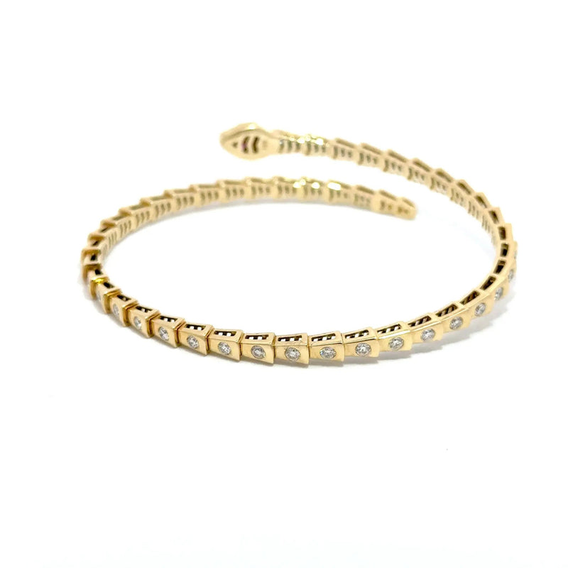Le Beau Serpent, 14K Yellow Gold & Diamonds Snake Bangle