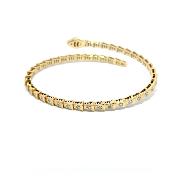Le Beau Serpent, 14K Yellow Gold & Diamonds Snake Bangle