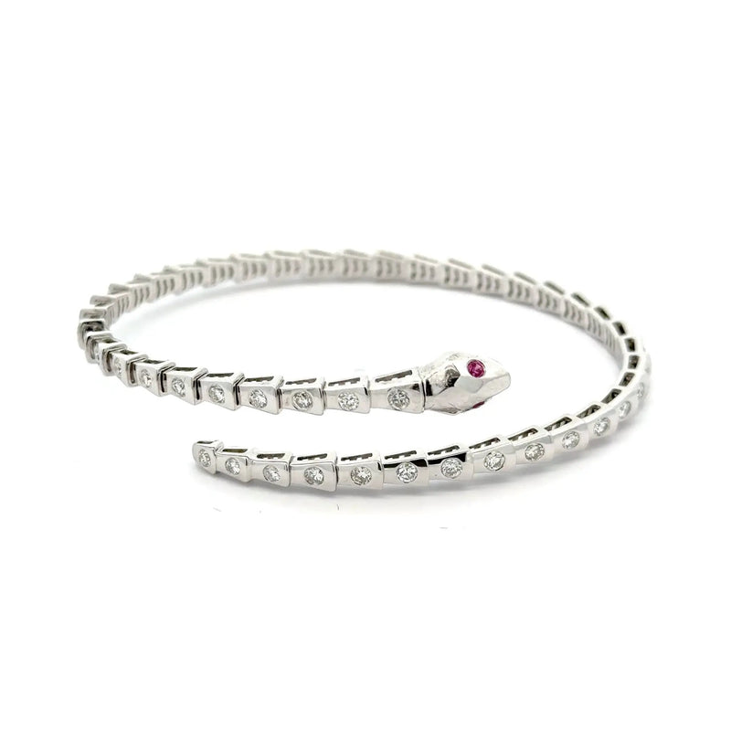 Le Beau Serpent, 14K White Gold & Diamonds Snake Bangle