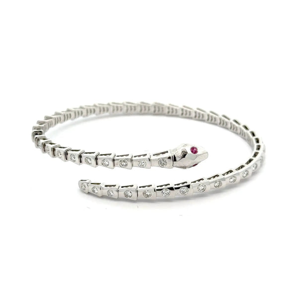 Le Beau Serpent, 14K White Gold & Diamonds Snake Bangle