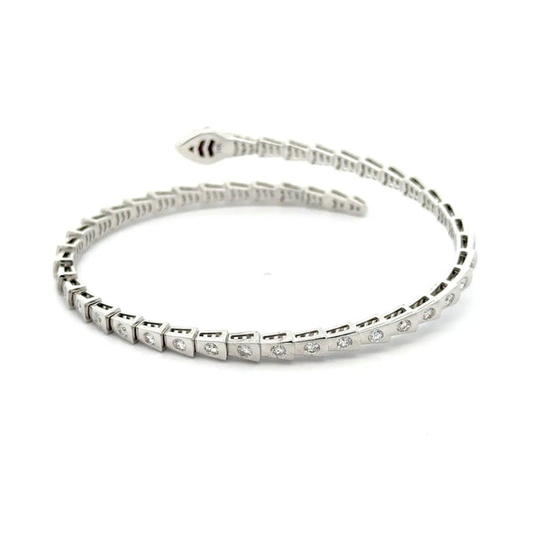 Le Beau Serpent, 14K White Gold & Diamonds Snake Bangle