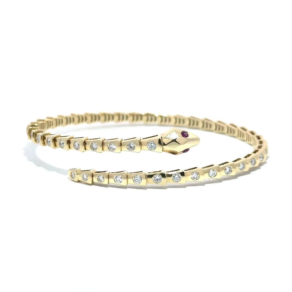 Le Beau Serpent, 14K Yellow Gold & Diamonds Snake Bangle
