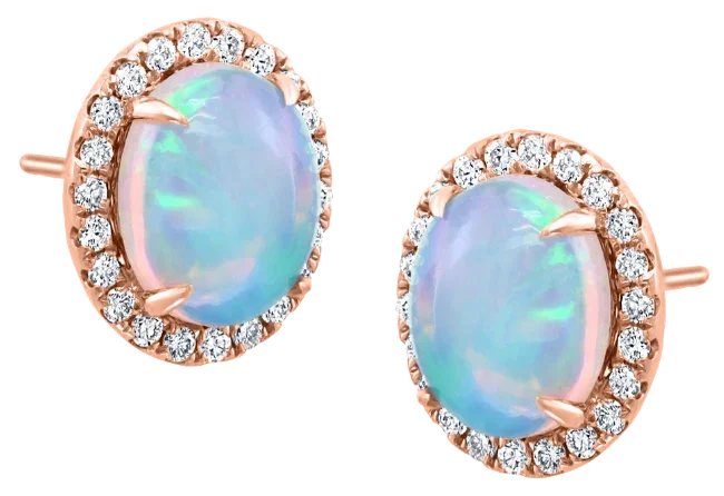 Écume du Jour, Opal & Diamonds earrings