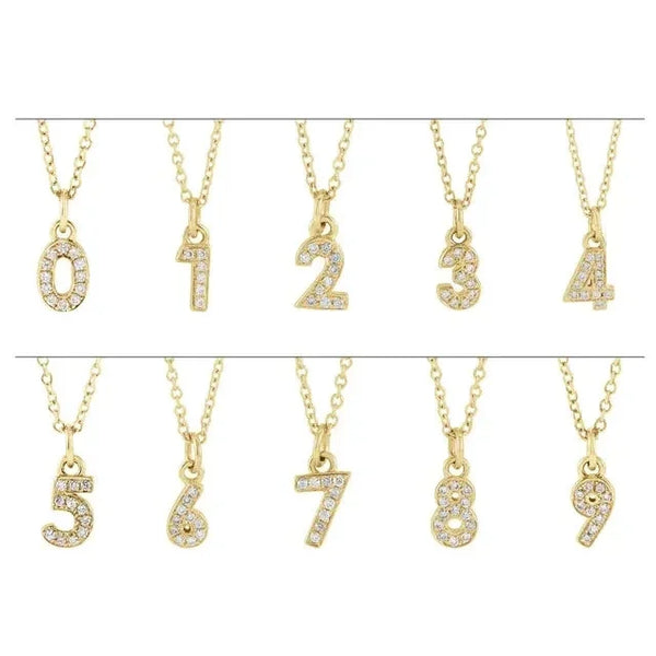 Lumière de Versailles, 14K Gold Diamond Number Necklace