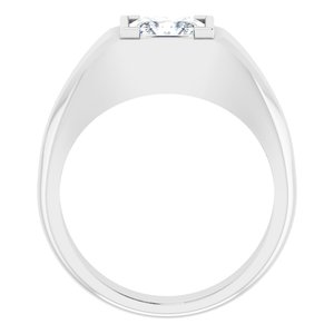 Elegant white gold signet ring featuring a brilliant square-cut diamond setting.