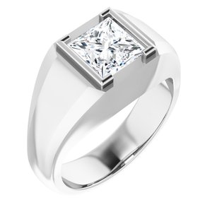 Elegant white gold signet ring featuring a square princess cut lab-grown diamond.