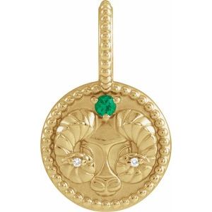 Zodiac Charm Pendant with Natural Diamond & Natural Gemstones