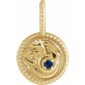 Zodiac Charm Pendant with Natural Diamond & Natural Gemstones