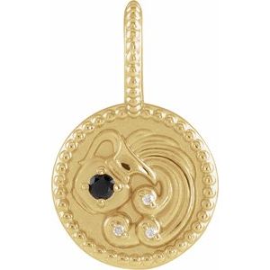 Zodiac Charm Pendant with Natural Diamond & Natural Gemstones