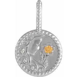 Zodiac Charm Pendant with Natural Diamond & Natural Gemstones