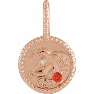 Zodiac Charm Pendant with Natural Diamond & Natural Gemstones