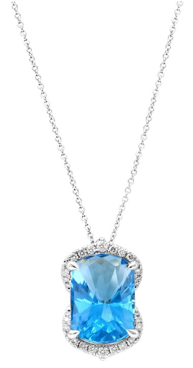 Goutte de Pluie Swiss Blue Topaz & Diamonds Necklace