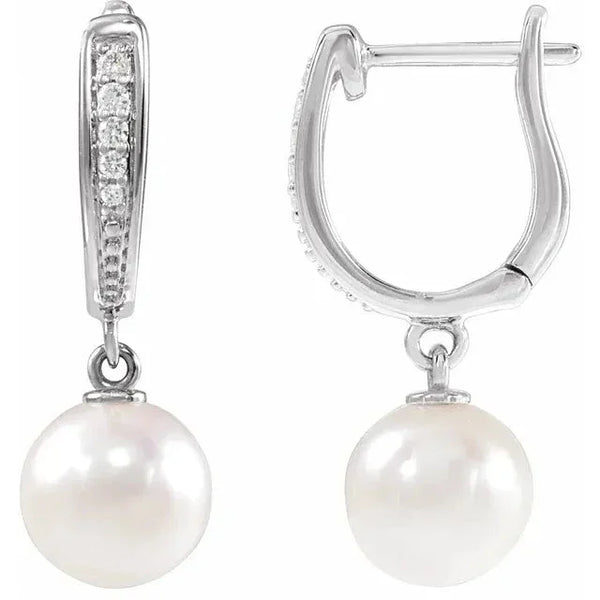 Cascade de Fontainebleau, White Pearl & Diamond Earrings