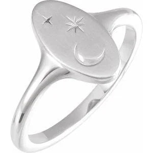 Nocturne de la Côte d'Azur, Yellow Gold Moon & Star Signet Ring