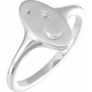 Nocturne de la Côte d'Azur, Yellow Gold Moon & Star Signet Ring