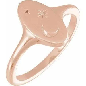Nocturne de la Côte d'Azur, Yellow Gold Moon & Star Signet Ring