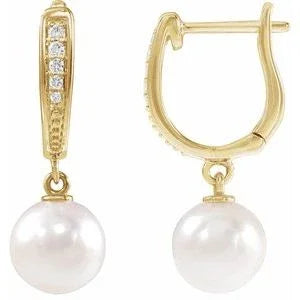 Cascade de Fontainebleau, White Pearl & Diamond Earrings