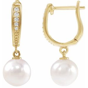 Cascade de Fontainebleau, White Pearl & Diamond Earrings