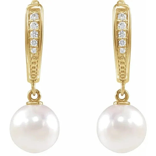 Cascade de Fontainebleau, White Pearl & Diamond Earrings