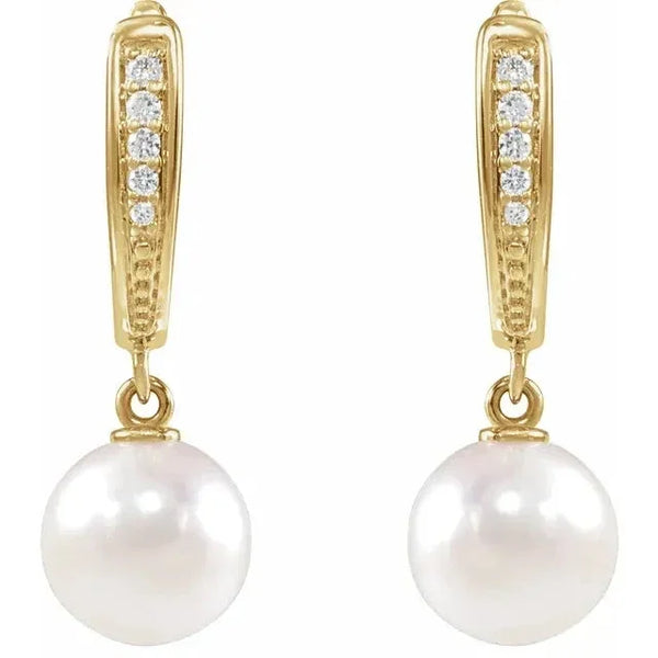 Cascade de Fontainebleau, White Pearl & Diamond Earrings