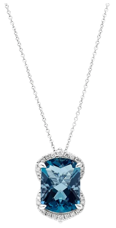 Goutte de Pluie London Blue Topaz & Diamonds Necklace