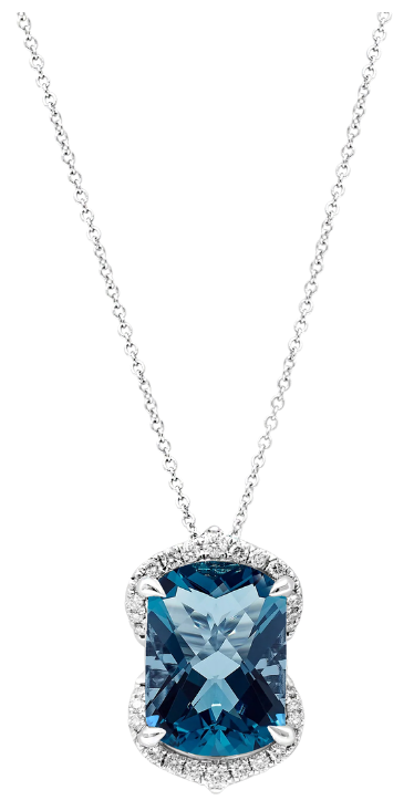 Goutte de Pluie London Blue Topaz & Diamonds Necklace