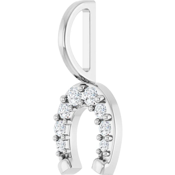 Natural Diamond Horseshoe Charm Pendant