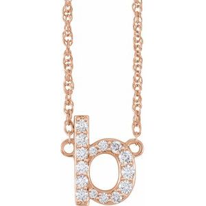 Rose gold necklace featuring a diamond-encrusted letter B pendant
