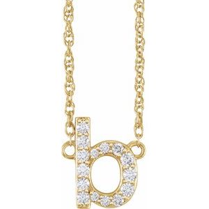 Yellow gold initial B pendant necklace with pave lab-grown diamonds
