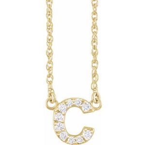 Diamond-encrusted gold initial C pendant necklace